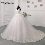 Novias Fashion Simple White Ivory Wedding Dresses Plus Size Diamond sequin Beading Lace Edge Train Dresses For Brides Gowns