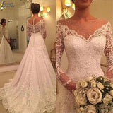 NICEB Long Sleeve Applique Mermaid Wedding Dresses Vintage Romantic Vestidos De Noiva Mariage Elegant Lace Robe De Mariée