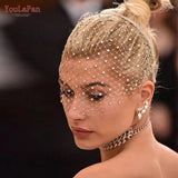 VA06 Birdcage Veil White Black Veil Face Veil Handband Bridal Veils with Crystal Blusher Veil Wedding Party Accesories
