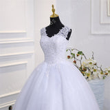Novias Crystal Bead V neck Beautiful Lace Appliques Wedding Gown Embroidery Ivory Wedding Dress A line