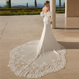 Elegant Off The Shoulder Sweetheart Collar Mermaid Wedding Dress For Bride 2023 Detachable Puff Sleeve Button Bridal Gown
