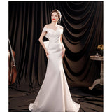 Light Wedding Dress Off The Shoulder Sexy Satin Memaid Wedding Dresses Big Butterfly Decoration Back Vestido De Noiva