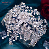 HP456 Trendy Bridal Headband Wedding Hair Accessories Alloy Flower Forehead Wedding Crown for Pageant Brides Headdress