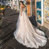 NICEB Gorgeous Wedding Dresses Off Shoulder Lace Sweetheart Appliques Bride Gown Backless A-Line Tulle Vestidos De Novia