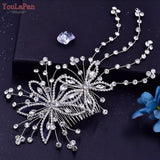 HP499 Crystal Flower Bridal Comb Rhinestone Wedding Hair Accessories Bride Tiara and Headdress Pageant Hair Jewelry