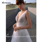 Pluning V Neck Pleat Boho Wedding Dress 2023 Summer Fairy Robe Civil Bridal Gowns Custom Made vestito da sposa