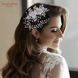 HP511 Alloy Flower Wedding Headband Bridal Hair Accessories Rhinestone Woman Headpiece with Comb Bride Headwear Jewelry
