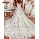 Lace Wedding Dress Bridal Robe 2023 Vestido Spaghetti Straps Chapel Train Champagne Tulle Wedding Gown Lakshmigown