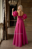 Strapless A-Line Evening Dresses Detachable Puff Sleeves Bridal Gowns Vestidos De Noiva