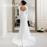 Elegant Square Collar Wedding Dress For Women 2023 Full Sleeves Backless Mermaid Simple Bridal Gown Vestido De Noiva