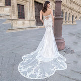 Sexy Sweetheart Wedding Dress Sleeveless Lace Appliques Mermaid Boho Backless Bride Gown Spandex Train Vestido De Novia