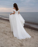 A-Line Organza Wedding Dress For Women 2023 Off The Shoulder Beach Bridal Gowns Backless Custom Made Vestido De Novia