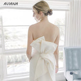 Elegant Strapless Mermaid Wedding Dresses For Women 2023 V-Neck Bow Sleeveless Backless button Simple Satin Bridal Gown