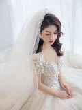 Luxury Wedding Dress Shining Sequins Princess Ball Gown With Sweep Train Vintage Bridal Dresses Vestido De Noiva