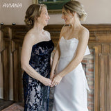 Elegant Strapless Mermaid Wedding Dresses For Women 2023 V-Neck Bow Sleeveless Backless button Simple Satin Bridal Gown