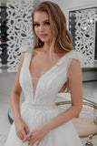V-Neck Beach Wedding Dresses Spaghetti Straps Bridal Gowns Custom Made Robe De Mariee