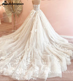 Court Train Wedding Dress 2023 Vestido Civil Tulle Wedding Dresses Sleeveless Lace Bodice Bridal Gown Robe de mariee