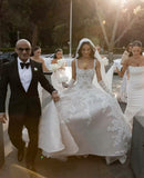 Rustic Wedding Dress Ball Gown Square Neck White Lace Tulle Long Wedding Dresses Summer Brides Dress Bridal Gowns HZ1214