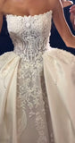Modest Wedding Dress Ball Gown Strapless White Satin Long Wedding Dresses Brides Dress Bridal Gowns With Gloves HZ1214