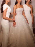 Pretty Wedding Dress Ball Gown Strapless Sequin White Wedding Dresses Bridal Gowns HZ1214