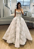 Modest Wedding Dress Ball Gown Sweetheart White Lace Long Wedding Dresses Brides Dress Bridal Gowns HZ1214