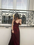 Modest Mermaid Spaghetti Straps Burgundy Black Prom Dresses Formal Summer Spring Wedding Guest Dresses Wedding Guest Outfit HZ1214