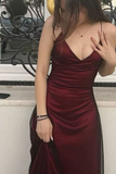 Modest Mermaid Spaghetti Straps Burgundy Black Prom Dresses Formal Summer Spring Wedding Guest Dresses Wedding Guest Outfit HZ1214