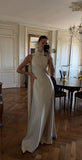 Elegant A line Scoop Champagne Long Prom Dresses Formal Summer Wedding Guest Dresses Wedding Guest Outfit HZ1214
