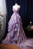 Pretty Ball Gown Sweetheart Tulle Lilac Flowers Long Quinceanera Dress Formal Flowers Vestido De 15 Anos Sweet 16 Dress HZ1214