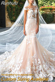 Luxury Elegant Mermaid Wedding Dress For Bride Princess Backless Lace Applique Bridal Gown 2023 Illusion Vestido De Novia