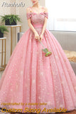 Off The Shoulder Quinceanera Dresses Shining Beading Ball Gown Prom Dress Plus Size Pink Quinceanera Dresses