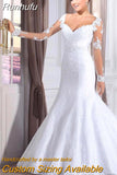NICEB Sweetheart Bride Wedding Dresses Mermaid Lace Long Sleeves Bridal Gowns Vestidos De Noiva Mariage Custom Made
