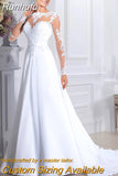Appliques Chiffon Long Sleeves Wedding Dresses For Women Vintage Formal Wedding Gown For Bride Sweep Train Vestido De Novia