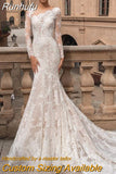 Sexy Mermaid Wedding Dresses O-Neck Long Sleeve Exquisite Lace Bride Gown Appliques Backless Zipper Vestidos De Noiva