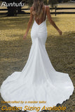 Beach Wedding Dress 2023 Mermaid Spaghetti Straps Backless Boho Bridal Gowns Elegant Country Style Plain Vestido De Noiva
