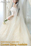 New Shining Sequins Luxury Wedding Dress With Sweep Train Elegant Boat Neck Off The Shoulder Ball Gown Vestido De Noiva