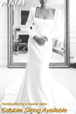 Elegant Square Collar Wedding Dress For Women 2023 Full Sleeves Backless Mermaid Simple Bridal Gown Vestido De Noiva