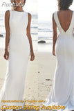Elasticity Soft Satin Beach Wedding Dresses For Women 2023 Bride Gown V Back Bohemian Mermaid Vestidos De Novia Elegant