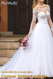 Off Shoulder Wedding Dresses Appliques Long Sleeve Bridal Gowns Vintage Vestidos De Noiva Mariage Plus Size Custom Made