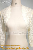 Elegant Simple Shares of Women's 3/4 Long Sleeve White Lace Shoulders Cropped Bolero Wedding Jacket 2023 Bridal Wraps