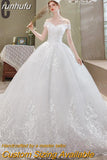 Off the Shoulder Luxury Lace Egde Embroidery 2023 Wedding Dresses Long Train V Neck Elegant Plus size Vestido De Noiva Bride