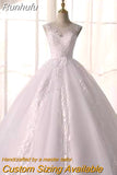 White Lace Wedding Dress With Train Sleeveless Bridal Dress Back Zipper Ball Gown Luxury Vestido De Noiva Robe De Mariee