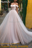 Tulle Wedding Dresses with Sleeves Off Shoulder Sweetheart Lace Up Floor Length Wedding Bridal Gowns Vestido de noiva