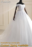 Dress 2023 The Elegant Boat Neck Ball Gown Off The Shoulder Princess Luxury Lace Embroidery Wedding Dresses