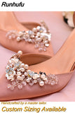 2pcs/lot Removable Bride High Heel Clip Rhinestone Wedding Shoes Buckle Women Decoration Pearls Floral Bead Shoe Clips