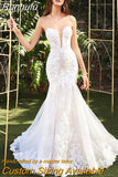 Sweetheart Neckline Mermaid Wedding Dresses Exquisite Appliques Sleeveless Lace Bridal Gowns Vestido De Novia
