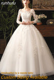 Lace Full Sleeve Wedding Dresses Luxury Muslim Ball Gown Wedding Gowns Custom Made Vestido De Noiva