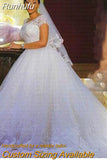 Wedding Dress 2023 O-neck Bridal Dress With Train Lace Up Ball Gown Princess Luxury Lace Wedding Gowns Customize