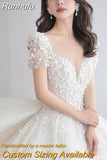 Luxury Wedding Dress Shining Sequins Princess Ball Gown With Sweep Train Vintage Bridal Dresses Vestido De Noiva