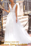 V Neck Boho Wedding Dresses For Women 2023 Bride Gown Lace Appliques Vintage Vestido De Novia Suknia Ślubna Robe Mariage